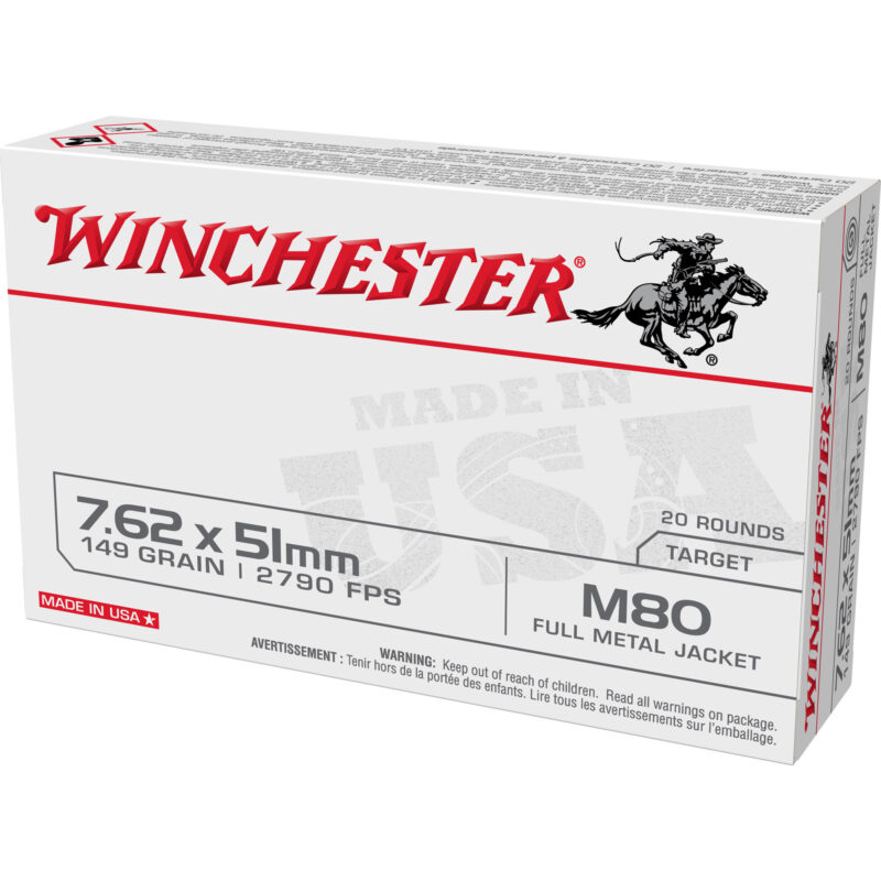 Winchester Lake City M80 7.62 NATO Ammunition 20 Rounds 149 Grain FMJ ...